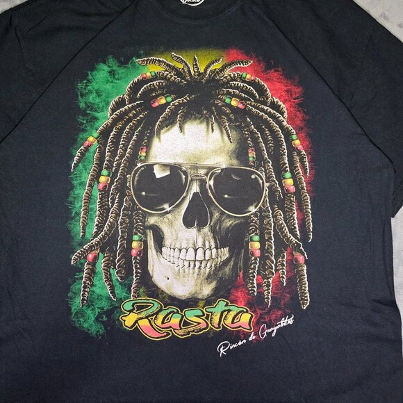 La Pura Vida tag Skull "Rasta" Rincón de Guayabitos Graphic T-Shirt Size XL - Picture 3 of 6